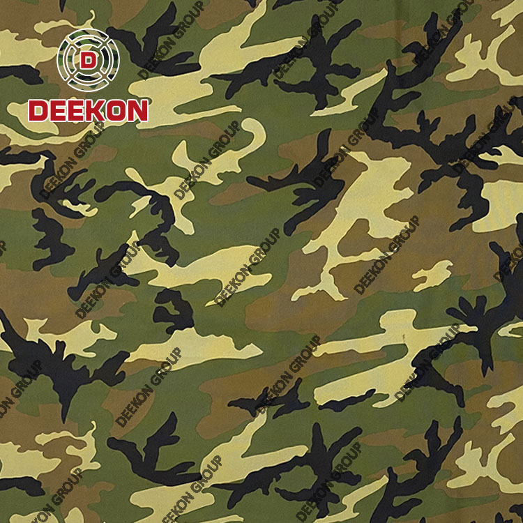 Polyester 600D PVC Coated Woodland Camo Fabric